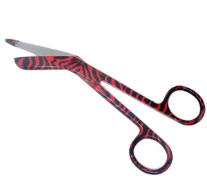Stainless Steel 5.5" Bandage Lister Scissors for Nurses & Students Gift, Red Zebra