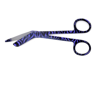Purple Zebra Pattern Full Coated Color Lister Bandage Scissors 5.5"