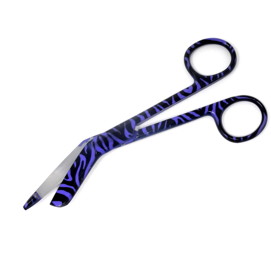 Purple Zebra Pattern Full Coated Color Lister Bandage Scissors 5.5