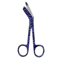 Load image into Gallery viewer, Purple Zebra Pattern Full Coated Color Lister Bandage Scissors 5.5&quot;
