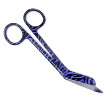 Load image into Gallery viewer, Purple Zebra Pattern Full Coated Color Lister Bandage Scissors 5.5&quot;
