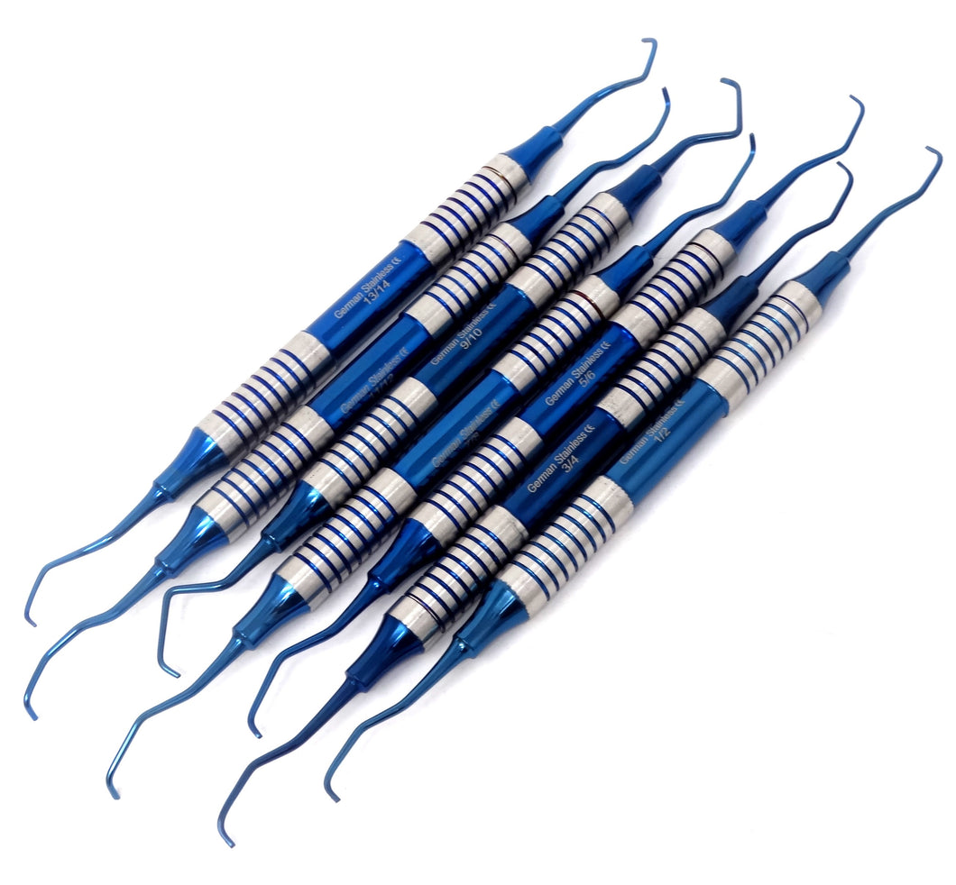 7 Pcs Gracey Curettes 1/2 to 13/14 Double Ended Dental Perio Silver 7 Pcs Gracey Curettes 1/2 to 13/14 Double Ended Dental Perio Silver