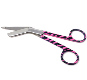 Stainless Steel 5.5" Bandage Lister Scissors for Nurses & Students Gift, Pink Zebra Handle