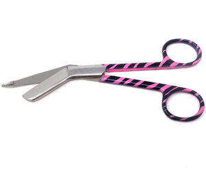 Stainless Steel 5.5" Bandage Lister Scissors for Nurses & Students Gift, Pink Zebra Handle