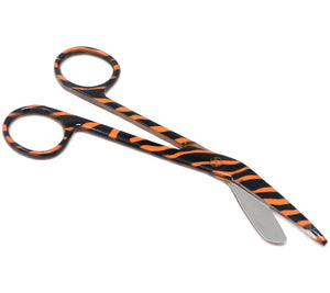 Stainless Steel 5.5" Bandage Lister Scissors for Nurses & Students Gift, Orange Zebra