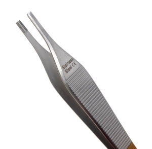 Adson Brown Dissecting Forceps Stainless Steel 9x9 Rat Teeth 4.75" Straight Tweezers Colored Band