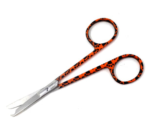Embroidery Sewing Scissors, One Hook Blade, Stainless Steel 4.5" Shears, Orange Paws Handle