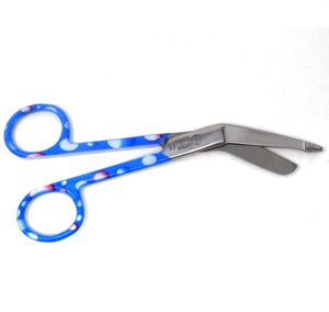 Stainless Steel 5.5" Bandage Lister Scissors for Nurses & Students Gift, Blue Pink Droplets Handle