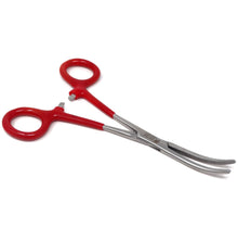 Load image into Gallery viewer, Red PVC Vinyl Grip Handle Hemostat Forceps Curved Serrated 6&quot;
