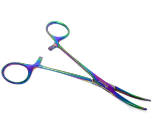 Multi Color Kelly Hemostat Forceps 5.5" Curved, Stainless Steel