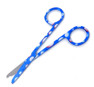 Embroidery Sewing Scissors, One Hook Blade, Stainless Steel 4.5" Seam Ripper, Droplets Pattern