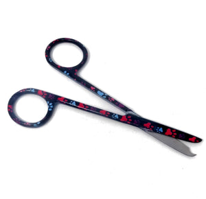 Embroidery Sewing Scissors, One Hook Blade, Stainless Steel 4.5" Seam Ripper, Black Multi Paws