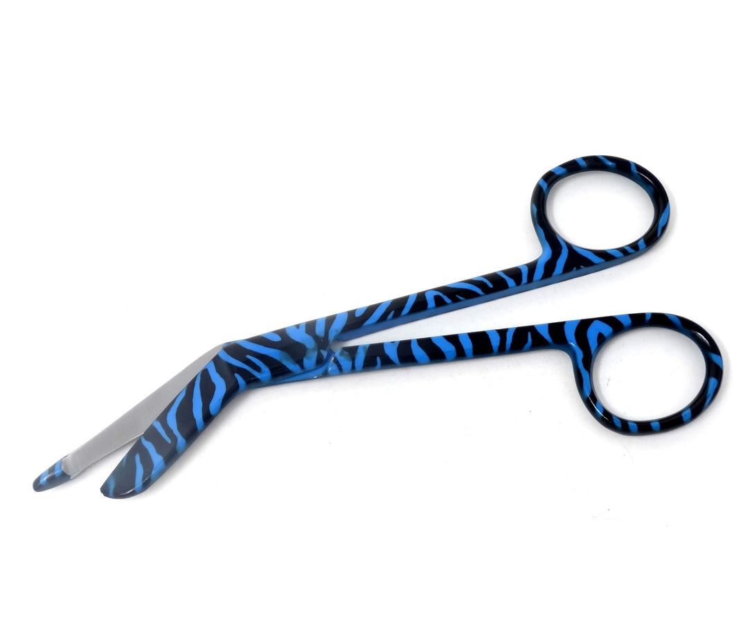 Blue Zebra Pattern Full Coated Color Lister Bandage Scissors 5.5
