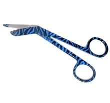 Load image into Gallery viewer, Blue Zebra Pattern Full Coated Color Lister Bandage Scissors 5.5&quot;
