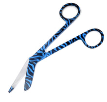 Load image into Gallery viewer, Blue Zebra Pattern Full Coated Color Lister Bandage Scissors 5.5&quot;
