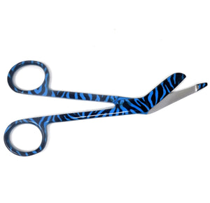Blue Zebra Pattern Full Coated Color Lister Bandage Scissors 5.5"