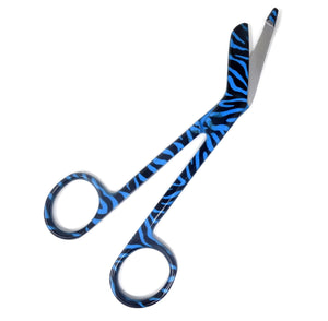 Blue Zebra Pattern Full Coated Color Lister Bandage Scissors 5.5"