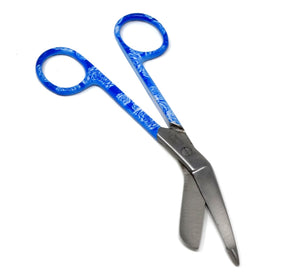 Stainless Steel 5.5" Bandage Lister Scissors for Nurses & Students Gift, Blue Rose Handle