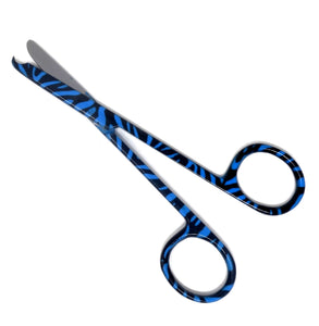 Embroidery Sewing Scissors, One Hook Blade, Stainless Steel 4.5" Seam Ripper, Blue Zebra