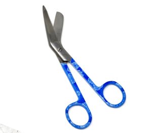 Stainless Steel 5.5" Bandage Lister Scissors for Nurses & Students Gift, Blue Rose Handle