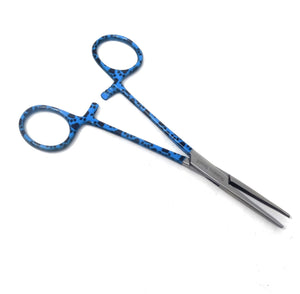 Hemostat Forceps 5.5" (14cm) Straight Serrated Jaws, Stainless Steel, Blue Paws Handle