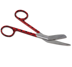 Stainless Steel 5.5" Bandage Lister Scissors for Nurses & Students Gift, Red Black Paws Handle