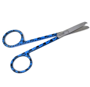 Embroidery Sewing Scissors, One Hook Blade, Stainless Steel 4.5" Shears, Blue Paws Handle