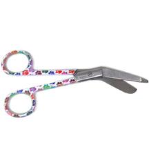 Load image into Gallery viewer, Stainless Steel 5.5&quot; Bandage Lister Scissors for Nurses &amp; Students Gift, White Multi Paws Handle
