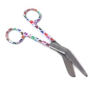 Stainless Steel 5.5" Bandage Lister Scissors for Nurses & Students Gift, White Multi Paws Handle
