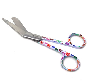 Stainless Steel 5.5" Bandage Lister Scissors for Nurses & Students Gift, White Multi Paws Handle