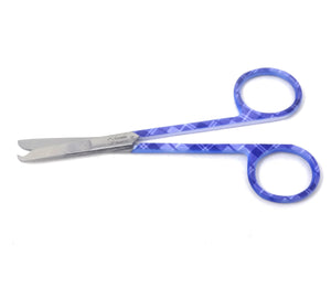 Embroidery Sewing Scissors, One Hook Blade, Stainless Steel 4.5" Seam Ripper, Purple Argyle Handle