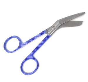 Stainless Steel 5.5" Bandage Lister Scissors for Nurses & Students Gift, Purple Argyle Handle