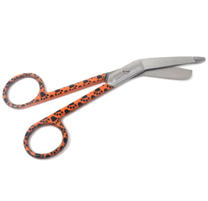 Stainless Steel 5.5" Bandage Lister Scissors for Nurses & Students Gift, Orange Black Paws Handle