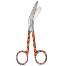 Load image into Gallery viewer, Stainless Steel 5.5&quot; Bandage Lister Scissors for Nurses &amp; Students Gift, Orange Black Paws Handle
