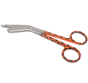 Stainless Steel 5.5" Bandage Lister Scissors for Nurses & Students Gift, Orange Black Paws Handle