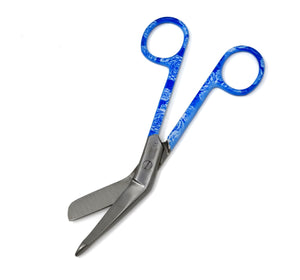 Stainless Steel 5.5" Bandage Lister Scissors for Nurses & Students Gift, Blue Rose Handle