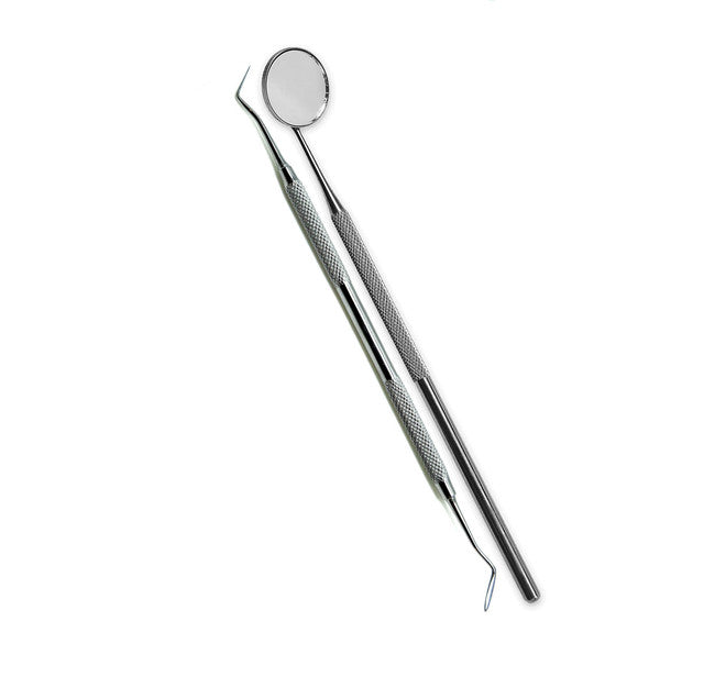 2pcs Stainless Steel Dental Tools Kit Dentists Double Ended Pick and Mirror for Personal & Professional Use