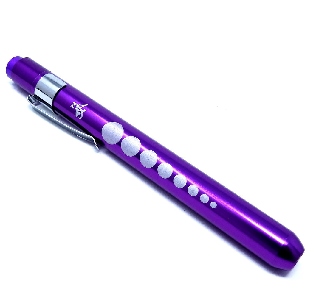 PURPLE Reusable NURSE Penlight Pocket Medical LED with Pupil Gauge