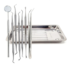 8 Pcs Dental HOLLENBACK Amalgam Carver Wax Instruments with Scaler Tray, Stainless Steel