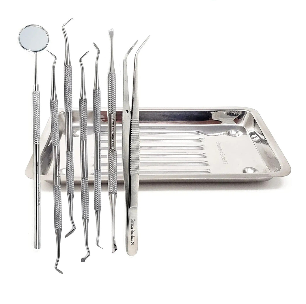 8 Pcs Dental HOLLENBACK Amalgam Carver Wax Instruments with Scaler Tray, Stainless Steel