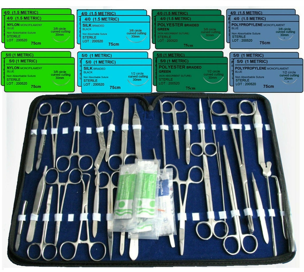 91 Pcs Minor Surgery Training Instruments Surgical Kit with Sutures for Medical and Veterinary Students