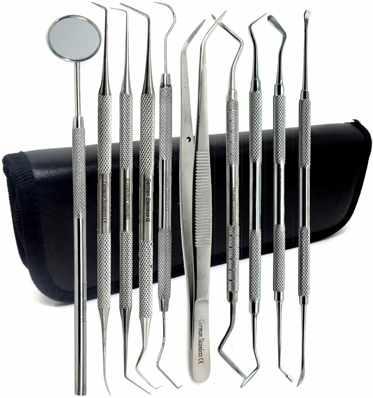 Dental Tools, 6 Pack Teeth Cleaning Tools Stainless Steel Dental Scraper,  Pick Hygiene Set with Mouth Mirror, Tweezer Kit for Dentist, Personal  Using