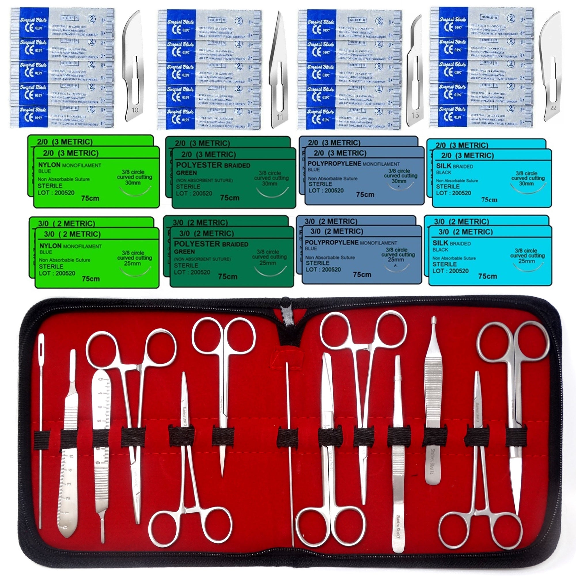 50 Pc Complete Suture Practice Surgical Training Kit for Medical and V –  A2ZSCILAB