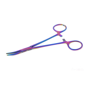 Pet Ear Hair Pulling Serrated Ratchet Forceps, Stainless Steel Grooming Tool, Multicolor 6" Curved