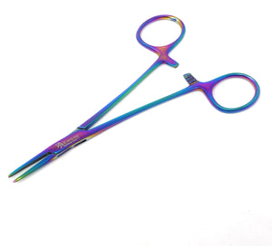 Pet Ear Hair Pulling Serrated Ratchet Forceps, Stainless Steel Grooming Tool, Multicolor 6" Straight