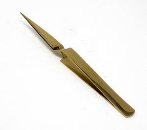Stainless Steel Watch & Jewelery Repair Tweezers #9 Forceps, Fine Point, Gold Plated, Premium Quality