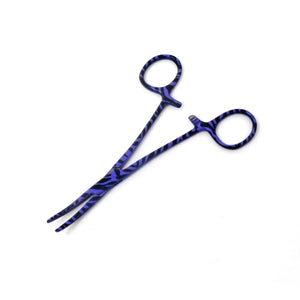 Pet Ear Hair Pulling Serrated Ratchet Forceps, Stainless Steel Grooming Tool Purple Swirls 5.5" CRV