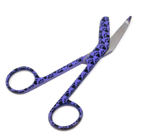 Stainless Steel 5.5" Bandage Lister Scissors for Nurses & Students Gift, Purple Black Paws
