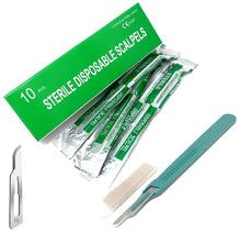 Load image into Gallery viewer, Disposable Scalpels #15, 10/bx Stainless Steel Blades, Plastic Handle
