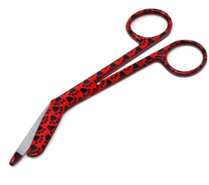 Stainless Steel 5.5" Bandage Lister Scissors for Nurses & Students Gift, Red Black Paws